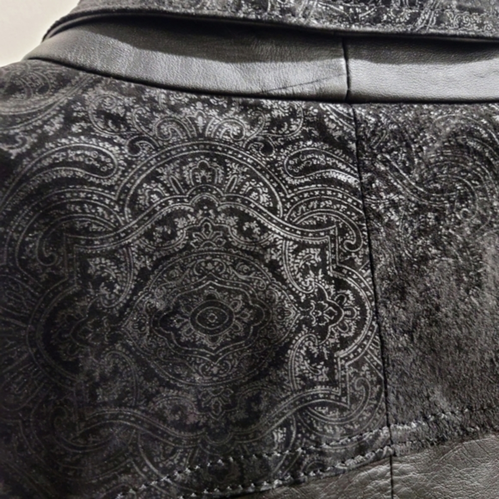 Winlit ✦ 80s Black Genuine Leather Trench Coat ✦ Paneled Longline Vintage Broad - Picture 8 of 16